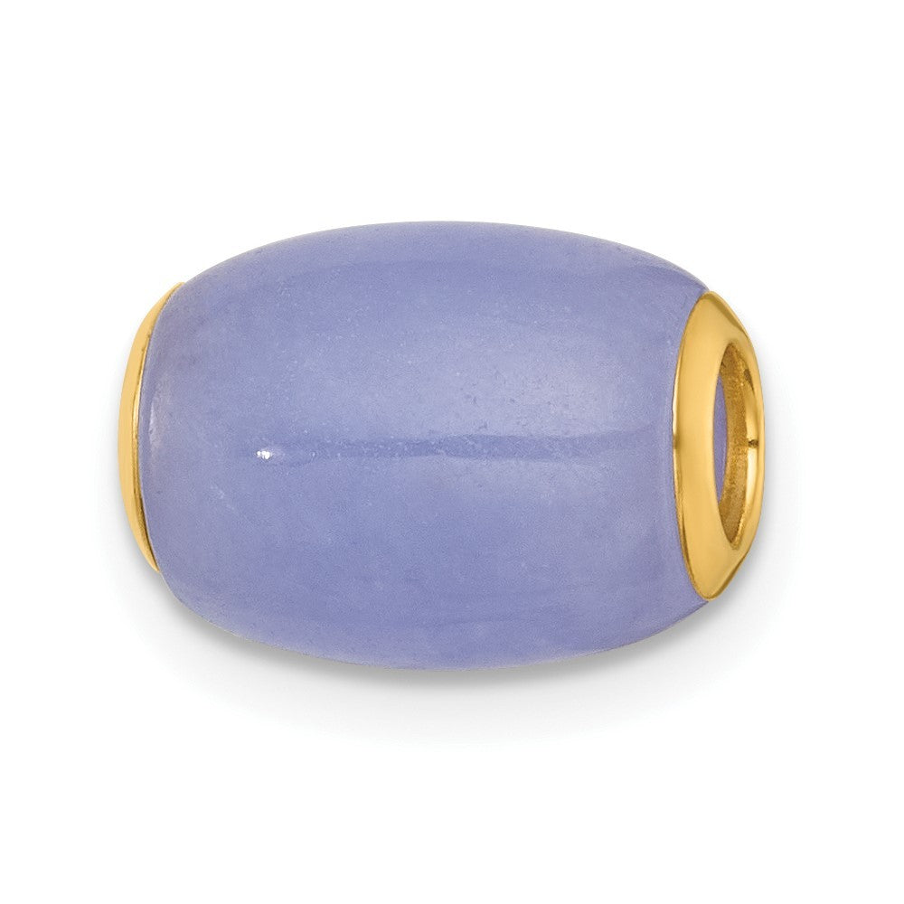 14k Yellow Gold Polished Lavender Jade Oval Barrel Bead Chain Slide Pendant