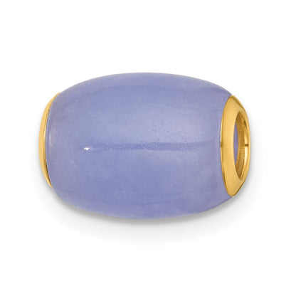 14k Yellow Gold Polished Lavender Jade Oval Barrel Bead Chain Slide Pendant