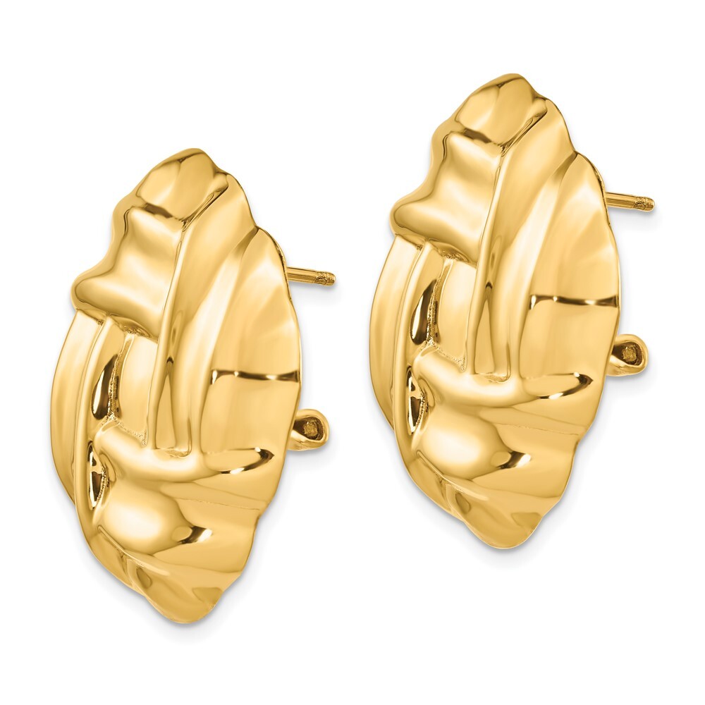 14k Yellow Gold Polished Fancy Omega Back Stud Earrings