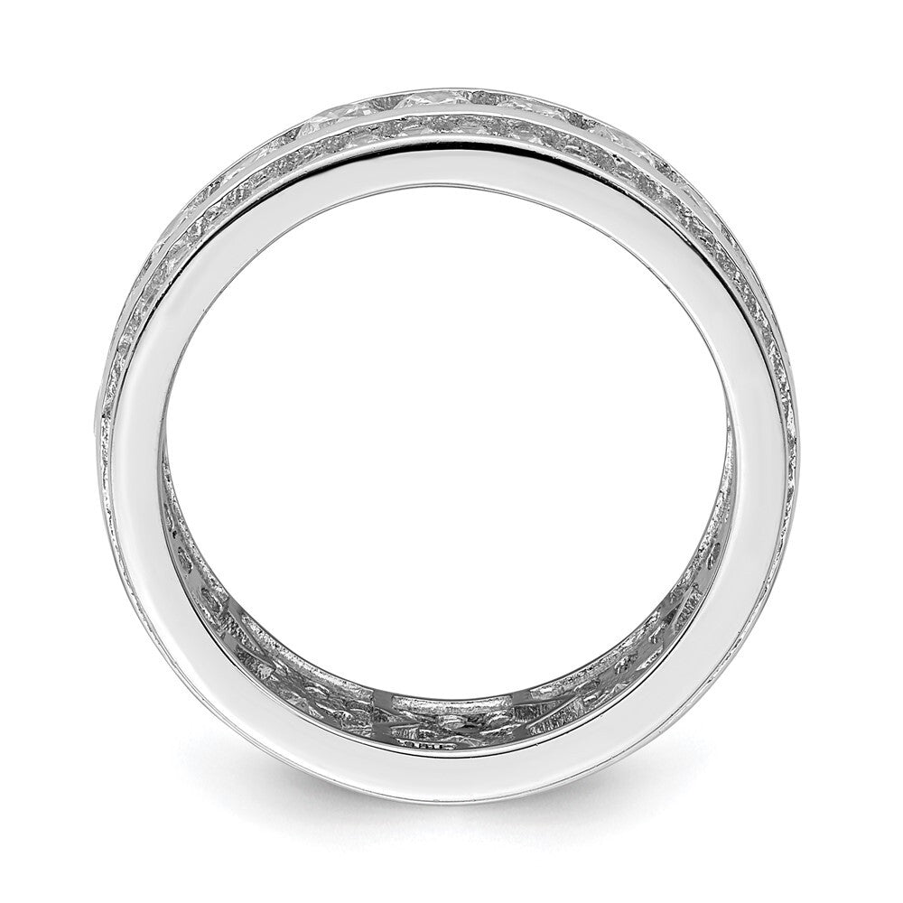 Sterling Silver Rhodium-plated Cubic Zirconia 3-row Eternity Ring Size 7