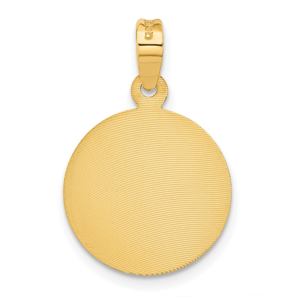 14k Yellow Gold Polished Diamond-Cut Lady Of Guadalupe Circle Pendant for Women