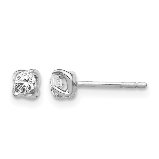 14k White Gold Diamond Post Earrings