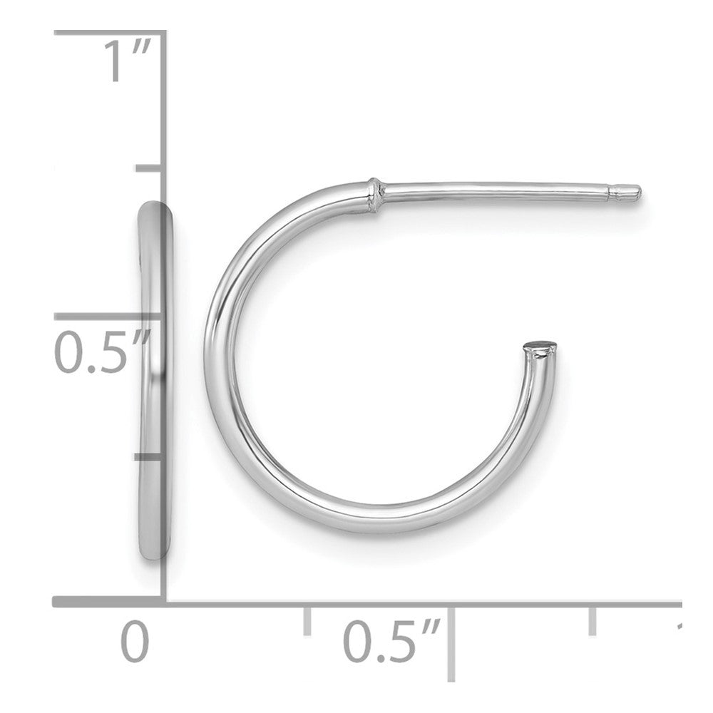 14k White Gold Polished 1.5 x 16mm Solid C-Hoop Earrings