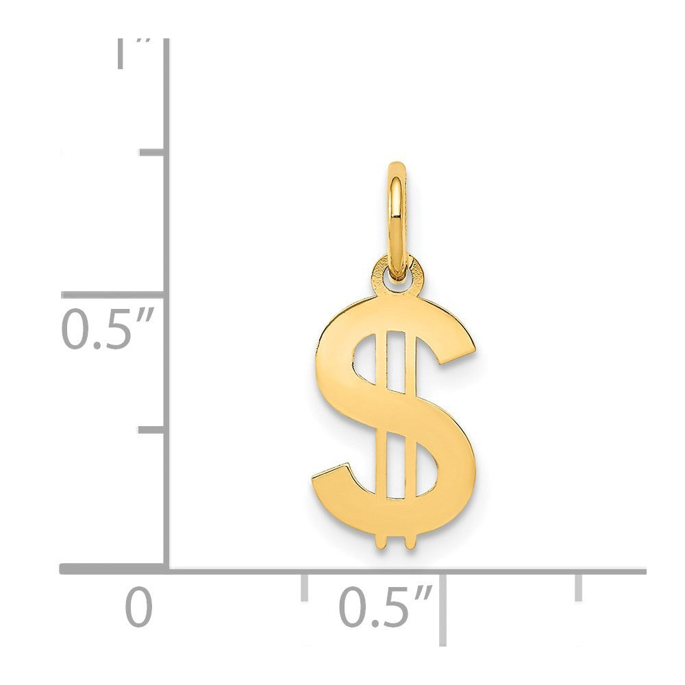 14k Yellow Gold Polished Dollar Sign Charm