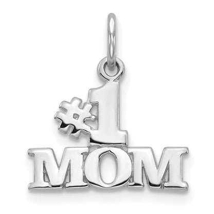 14k White Gold #1 MOM Charm Pendant
