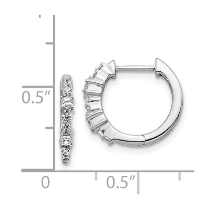 14k White Gold Diamond Hinged Hoop Earrings