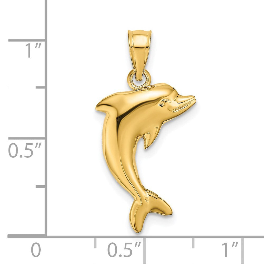 14k Yellow Gold Polished Dolphin Charm Pendant for Women