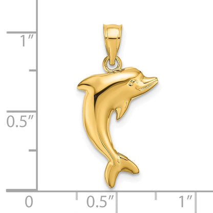 14k Yellow Gold Polished Dolphin Charm Pendant for Women