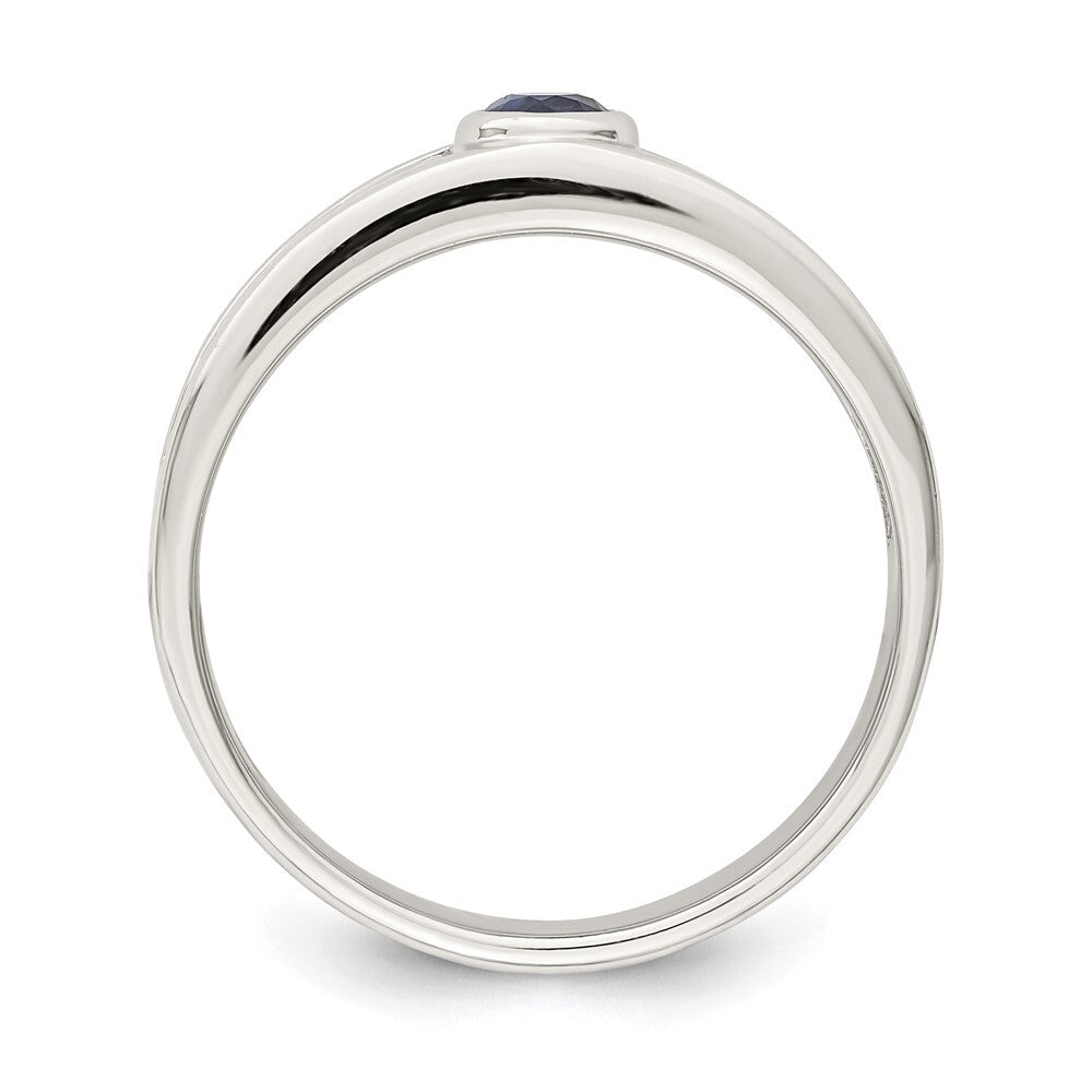 Sterling Silver Rhodium-plated Men's Blue Sapphire Ring Size 11