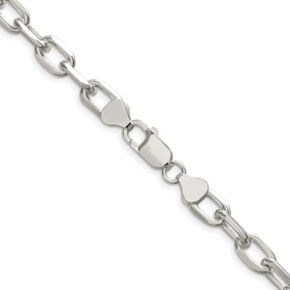 Sterling Silver Rhodium-plated 7.5mm Diamond-cut Long Link Cable Chain Necklace