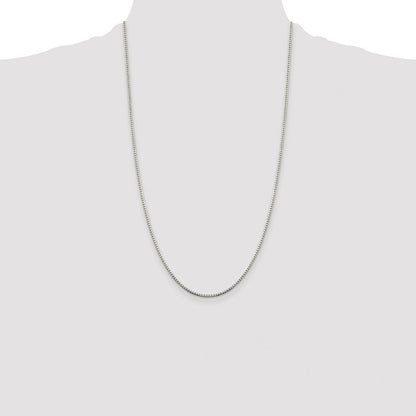 Sterling Silver Rhodium-plated 1.5mm 8 Sided Diamond-cut Box Chain