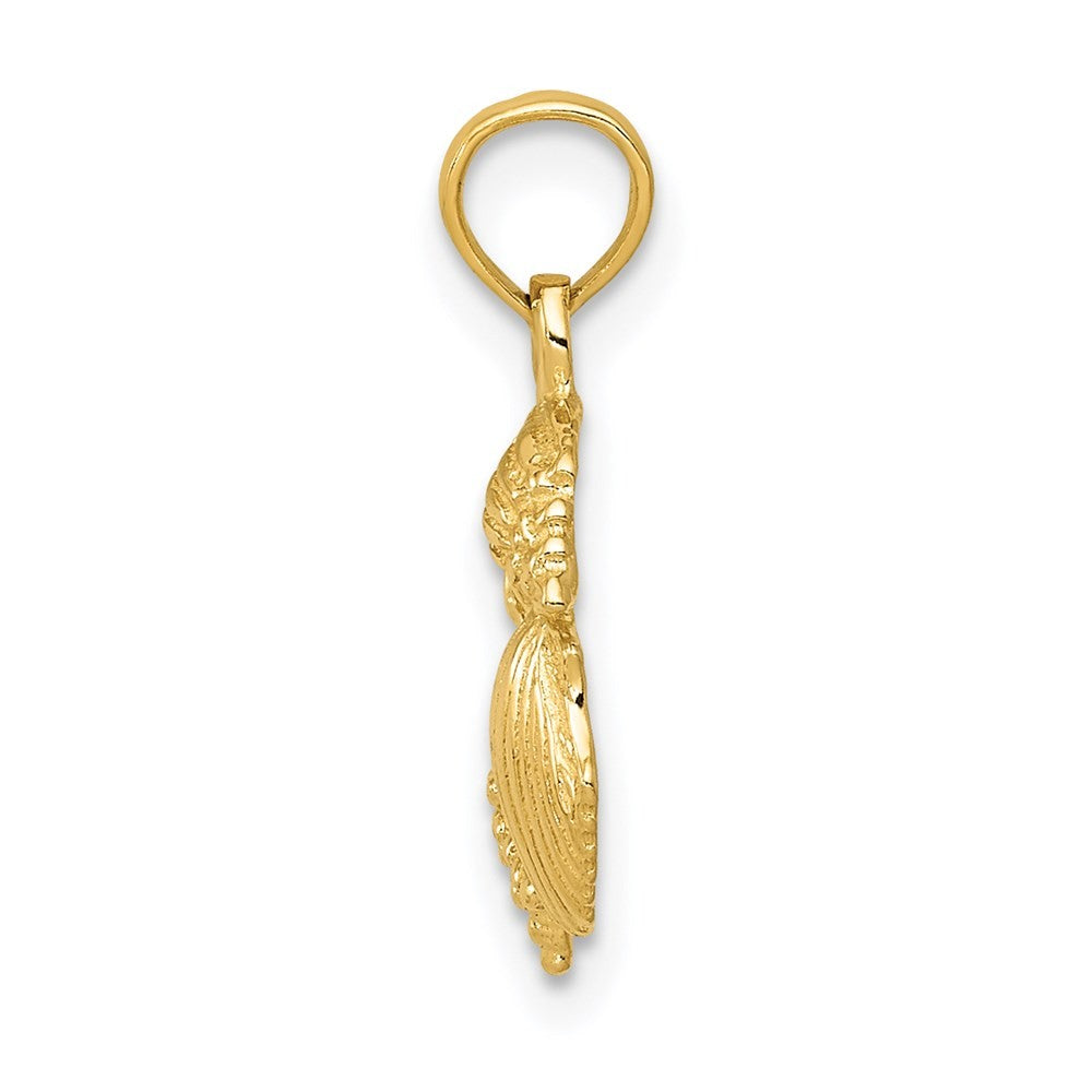 14k Yellow Gold Solid Polished Mini Shell Cluster Pendant