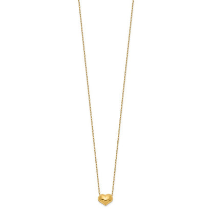 14k Yellow Gold Madi K Small Hollow Heart w/ Chain Necklace &1in ext. Necklace