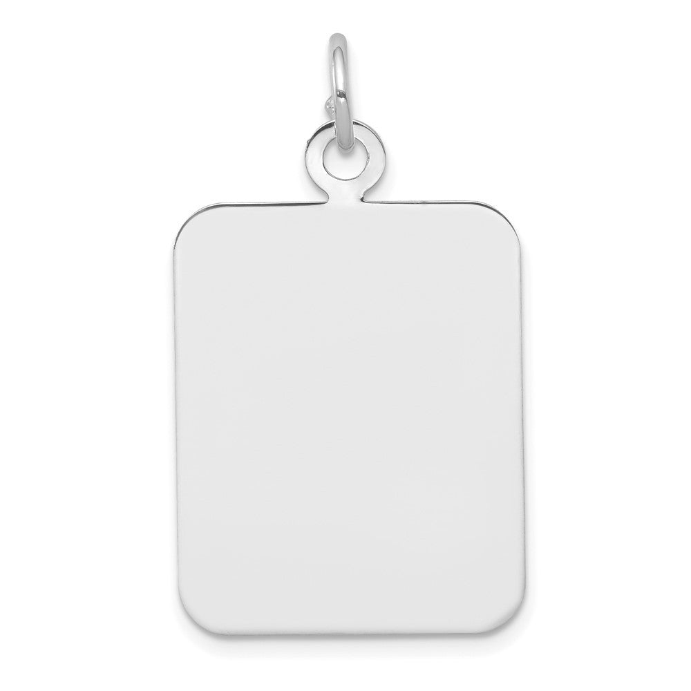 14k White Gold Plain Rectangular .027 Gauge Engravable Disc Charm