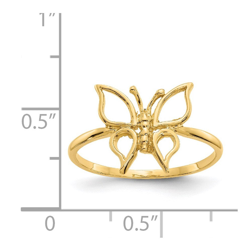 14K Yellow Gold Polished Butterfly Ring