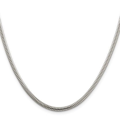 Sterling Silver 3mm Round Snake Chain Necklace