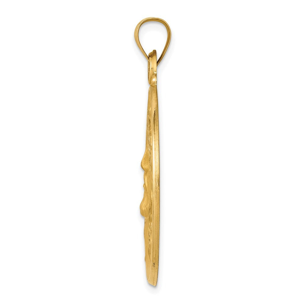 14k Yellow Gold Polished and Satin Face of Jesus Medal Hollow Pendant