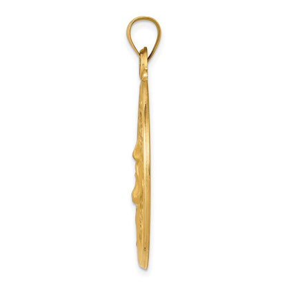 14k Yellow Gold Polished and Satin Face of Jesus Medal Hollow Pendant