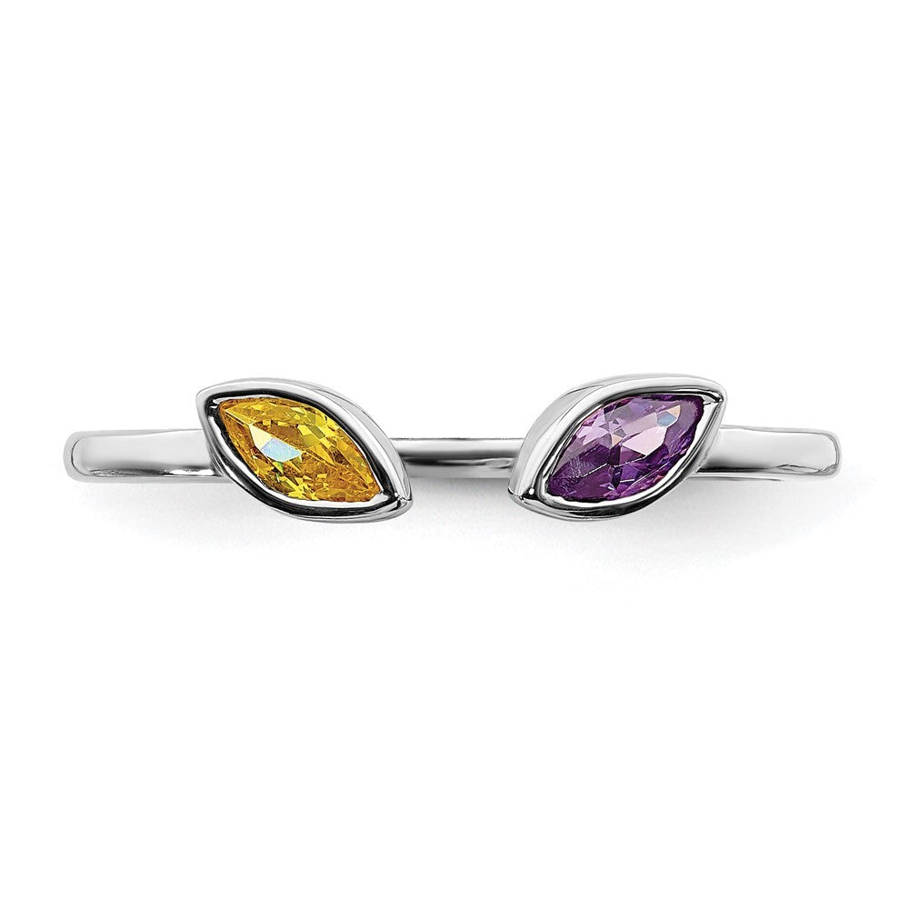 14k White Gold Marquise Amethyst and Citrine Ring Size 7