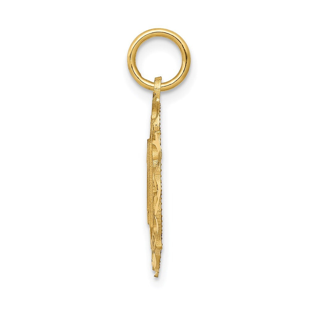 14k Yellow Gold Diamond-cut 21 in Oval Pendant for Women
