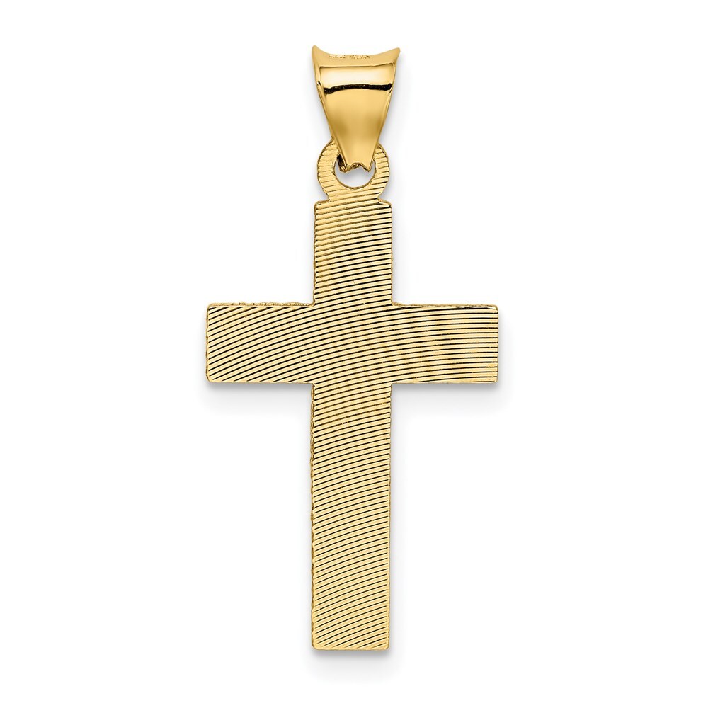 14k Yellow Gold Polished Satin and Diamond-cut Crucifix Pendant