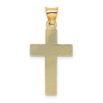 14k Yellow Gold Polished Satin and Diamond-cut Crucifix Pendant