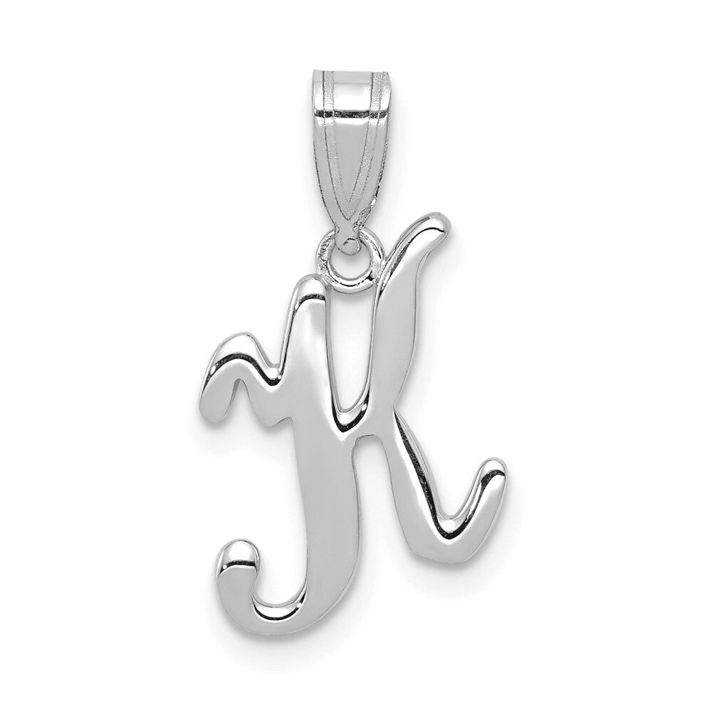 14k White Gold Script Letter K Initial Pendant for Women