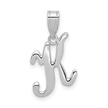14k White Gold Script Letter K Initial Pendant for Women