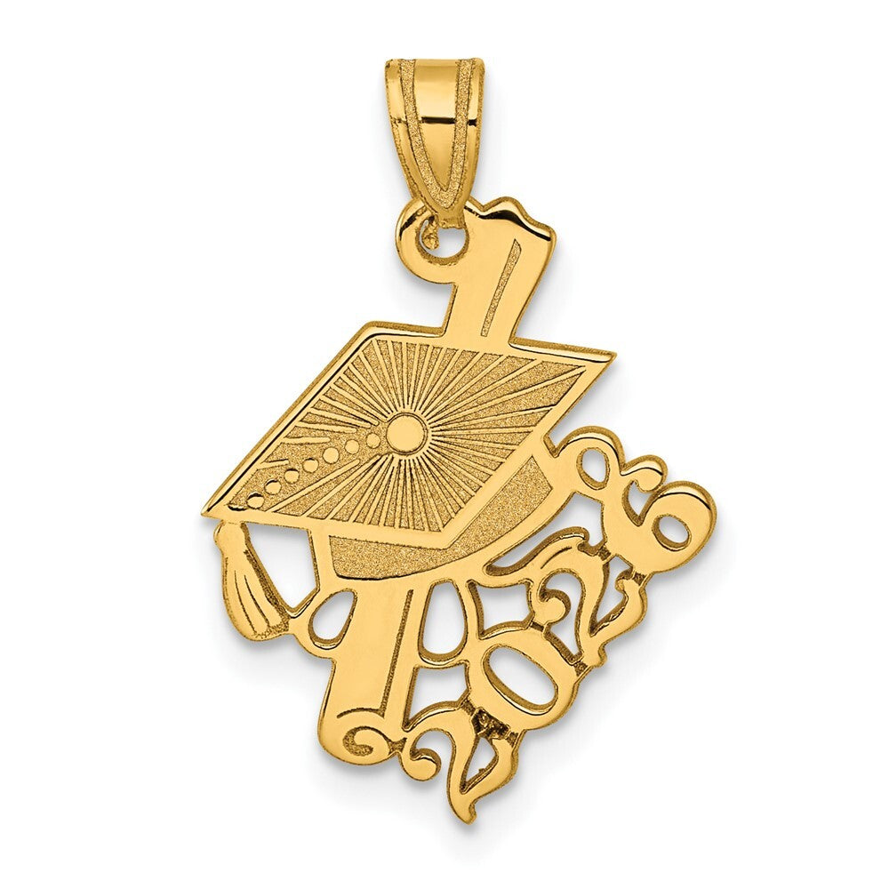 14k Yellow Gold Graduation Cap and Slanted Diploma 2026 Charm Pendant for Women
