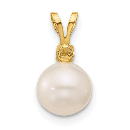 14k Yellow Gold 7-7.5mm Freshwater Cultured Pearl & Smoky Quartz Pendant