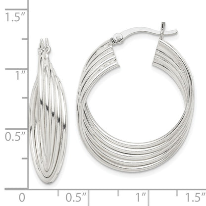 Sterling Silver Polished Twisted Multi-tube Round Hoop Earrings