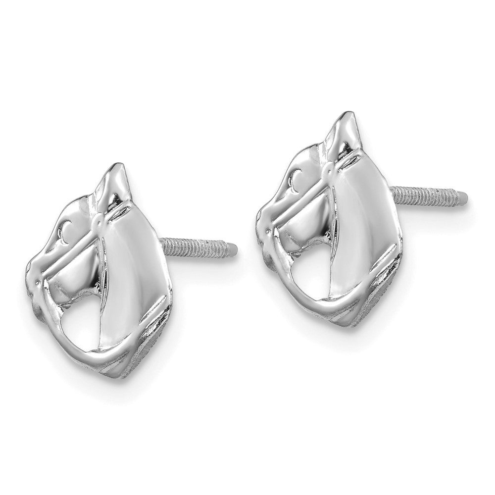 14K White Gold Screwback Horse Earrings