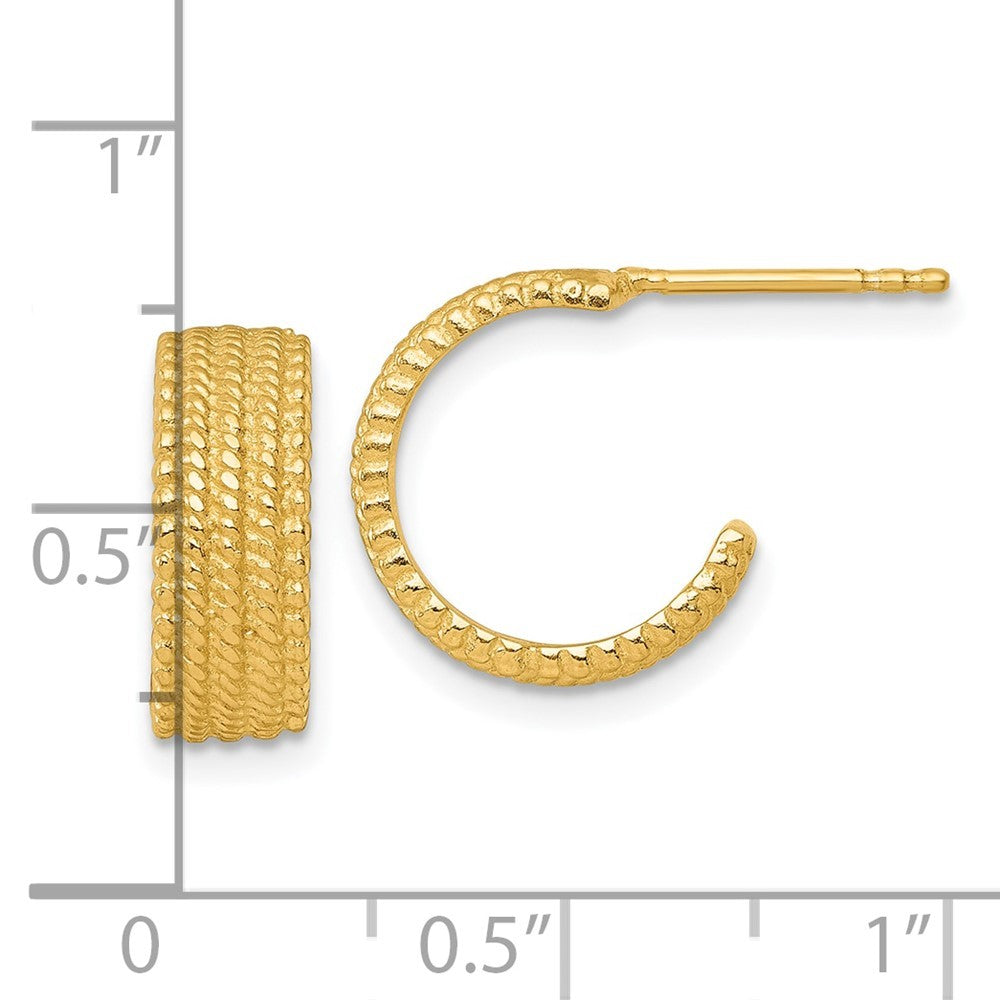 Sterling Silver Gold-tone Polished And Textured C-Hoop Earrings