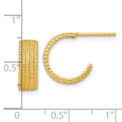 Sterling Silver Gold-tone Polished And Textured C-Hoop Earrings