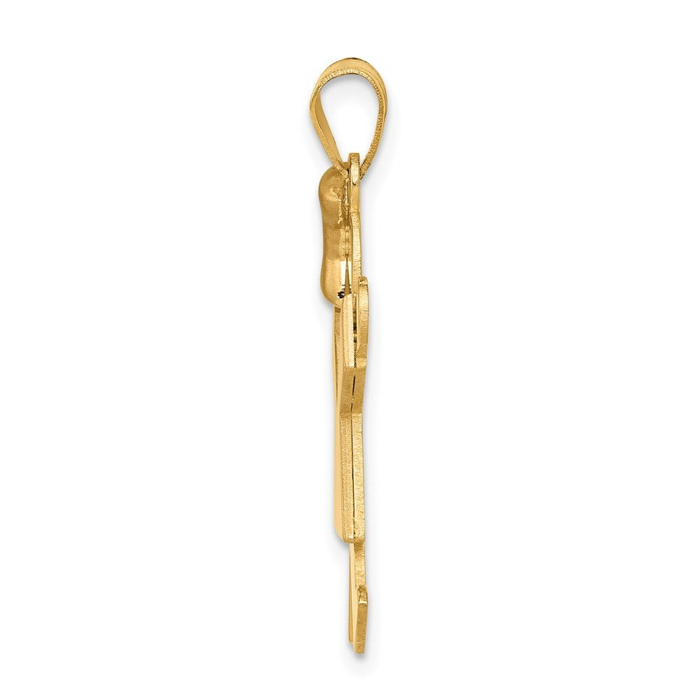 14k Two-Tone Gold Large Girl w Bow on Left Engravable Charm