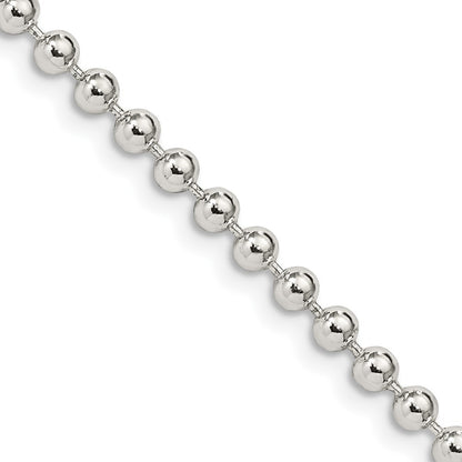 Sterling Silver 3mm Beaded Chain Necklace