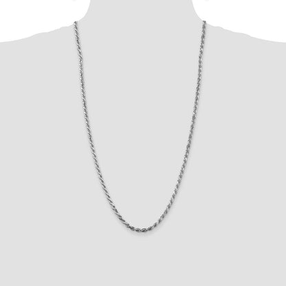Sterling Silver Rhodium-plated 3.75mm Diamond-cut Rope Chain