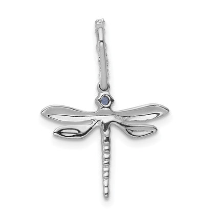 14k White Gold Blue and White Diamond Dragonfly Pendant for Women