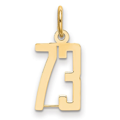 14k Yellow Gold Small Elongated Number 73 Charm Pendant for Women