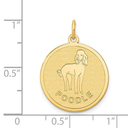 14k Yellow Gold Poodle Disc Charm Pendant