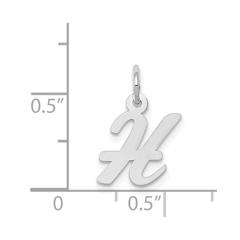 14k White Gold Small Script Letter H Initial Charm Pendant