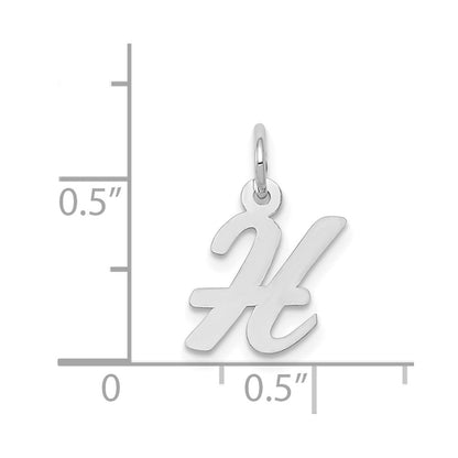 14k White Gold Small Script Letter H Initial Charm Pendant
