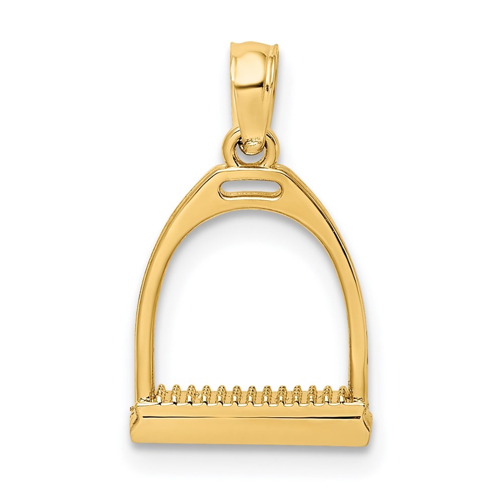 14k Yellow Gold 3-D Polish Small Horse Stirrup Charm