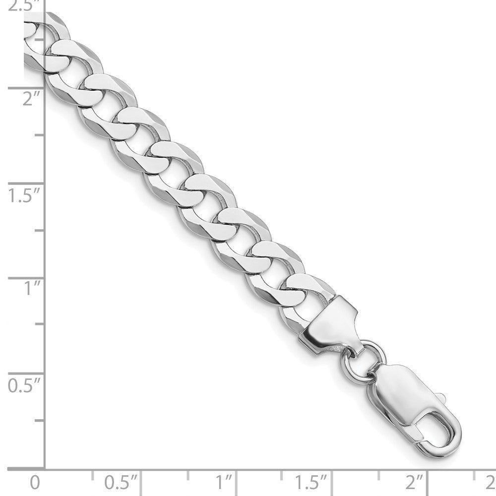 Sterling Silver Rhodium-plated 7.5mm Flat Curb Chain Bracelet