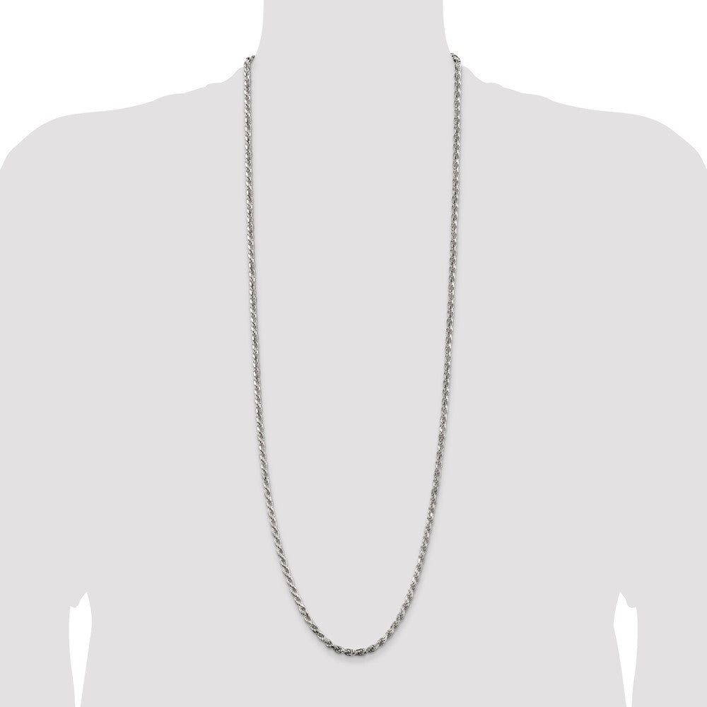 Sterling Silver 3.75mm Diamond-cut Rope Chain
