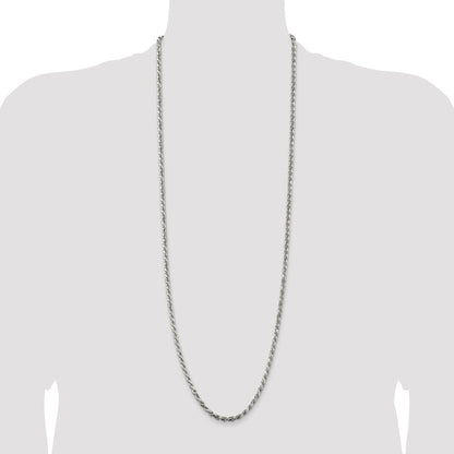 Sterling Silver 3.75mm Diamond-cut Rope Chain