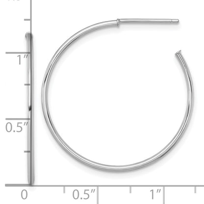 14k White Gold Polished 1.2 x 30mm Solid C-Hoop Earrings