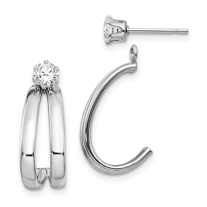 14K White Gold Polished Cubic Zirconia Earring Jackets Gift for Women
