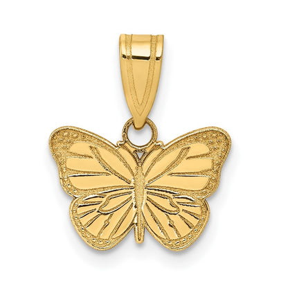 14k Yellow Gold Laser Cut Butterfly Charm Pendant for Women