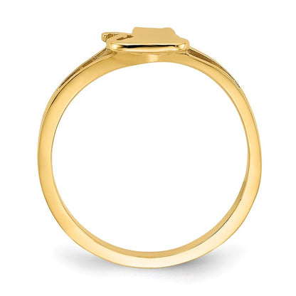 14K Yellow Gold Polished Cat Ring Size 7